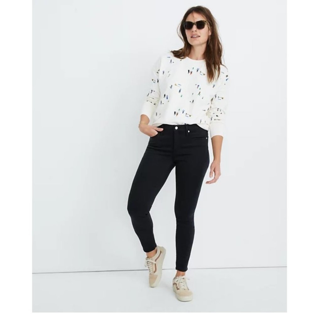 NEW Madewell 9 Inch Mid-Rise Skinny Jean Black Lunar Wash Women's Size 23 Petite